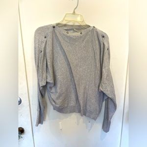All saints elle jumper off the shoulder sweater light grey